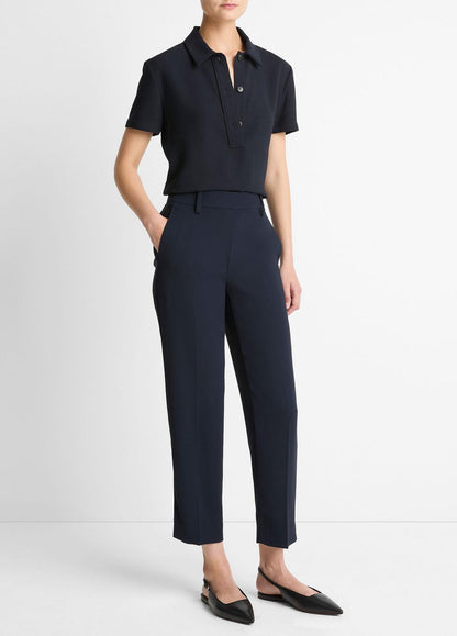 VINCE Women Crepe Tapered Pull-On Pant in Trousers COASTAL BLUE