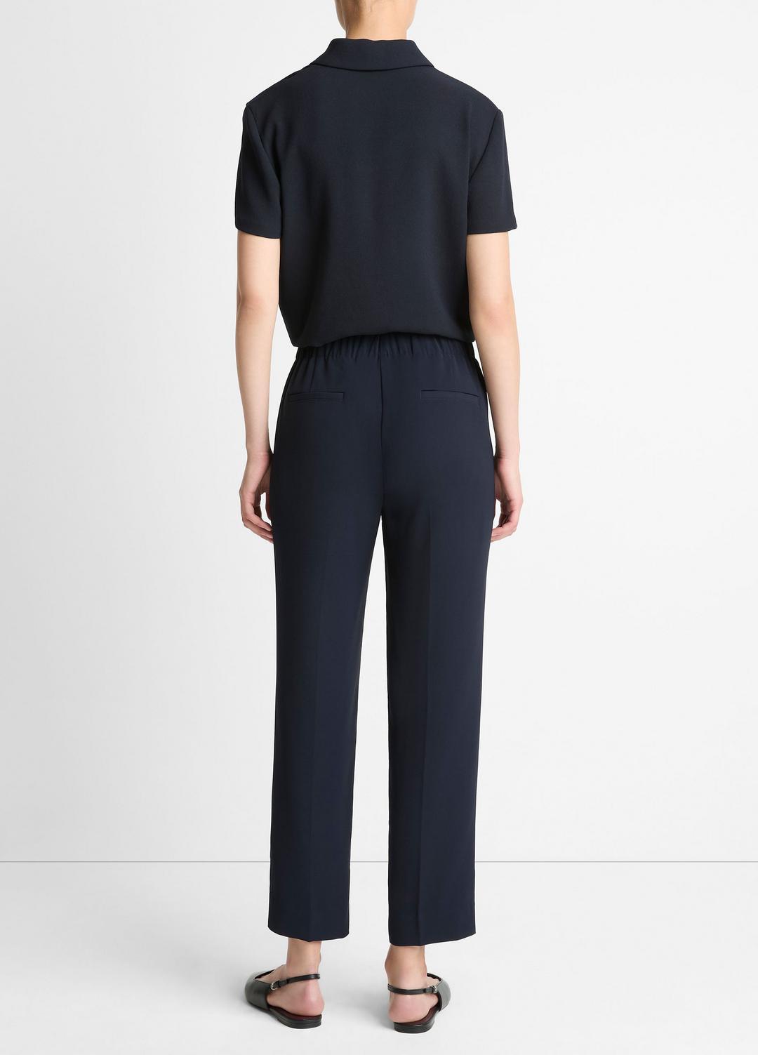 VINCE Women Crepe Tapered Pull-On Pant in Trousers COASTAL BLUE