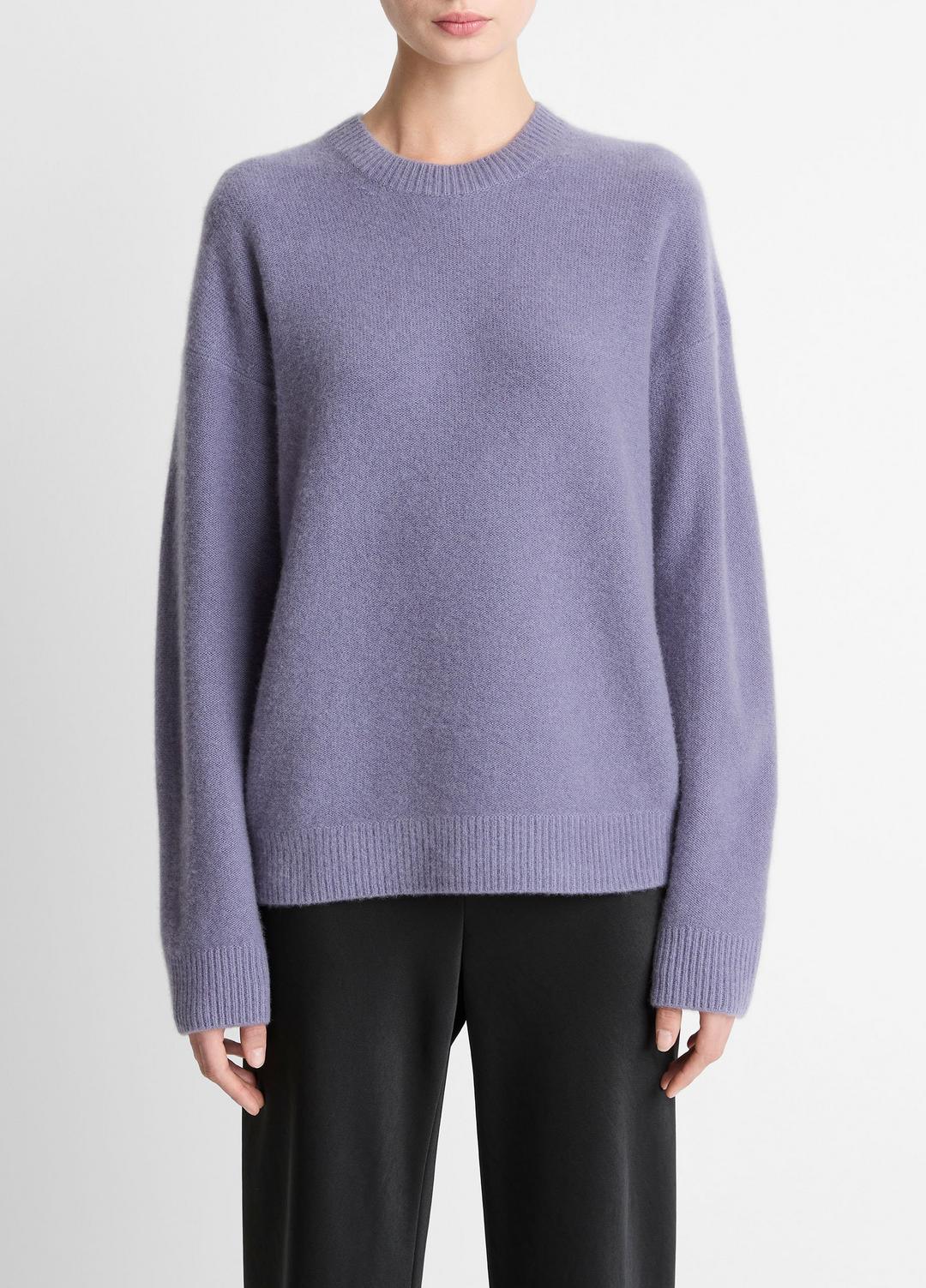 VINCE Women Plush Cashmere Crew Neck Sweater in Crew Neck MAUVE IRIS