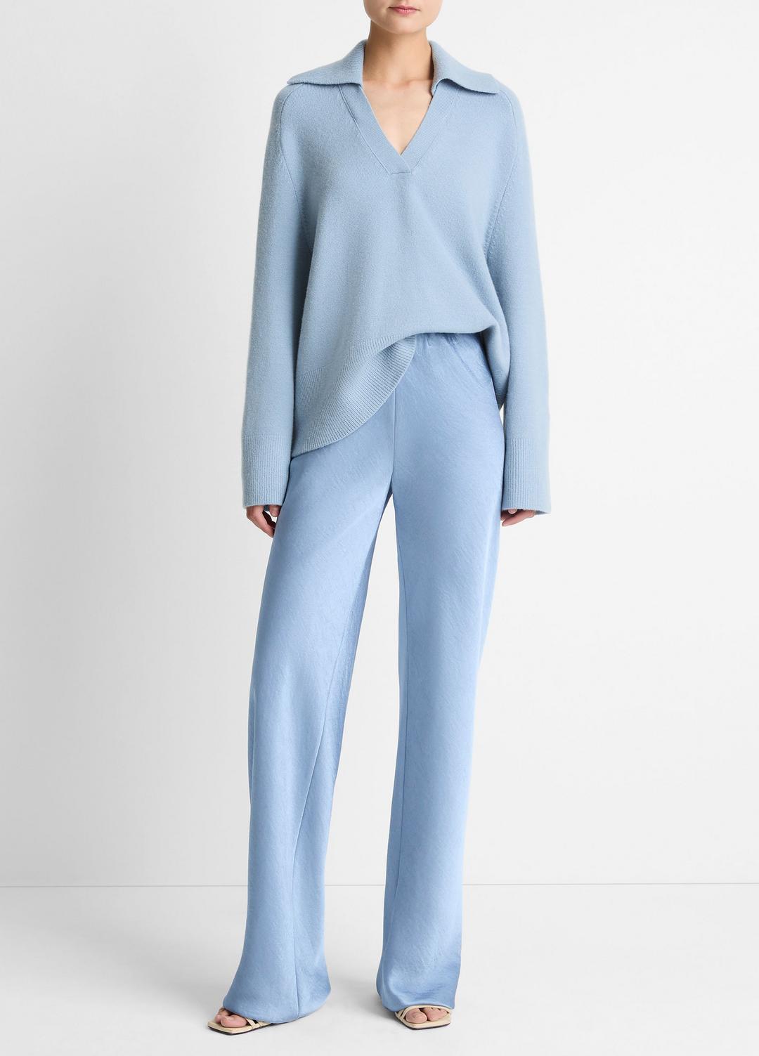 VINCE Women Colette High-Rise Fluid Satin Bias Pant in Trousers PACIFIC