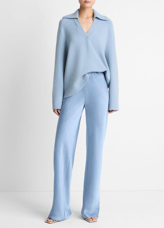 VINCE Women Colette High-Rise Fluid Satin Bias Pant in Trousers PACIFIC