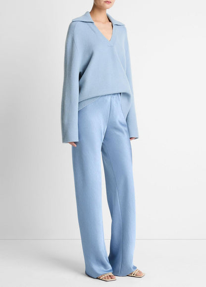VINCE Women Colette High-Rise Fluid Satin Bias Pant in Trousers PACIFIC