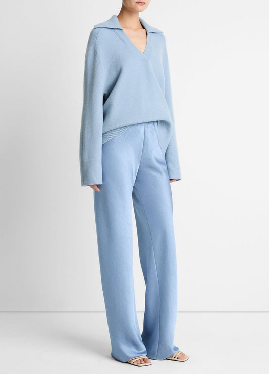 Colette High-Rise Fluid Satin Bias Pant in Trousers - PACIFIC | VINCE Women