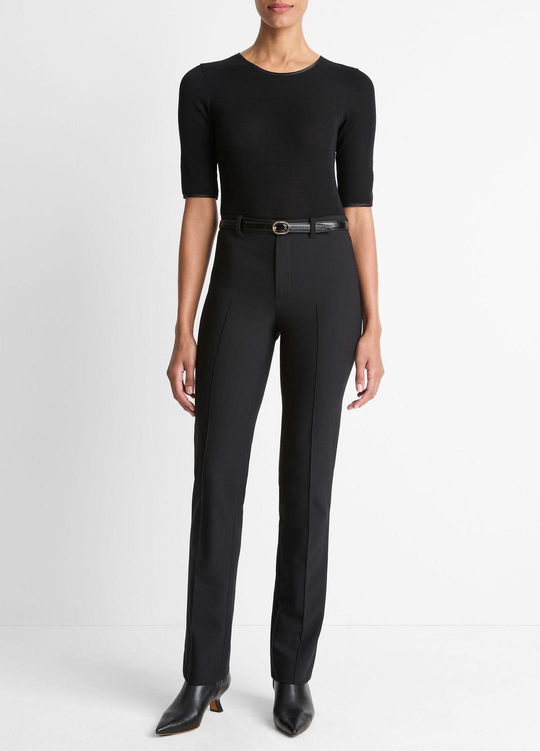 VINCE Women Cotton-Blend Slim Cigarette Pant in Trousers BLACK