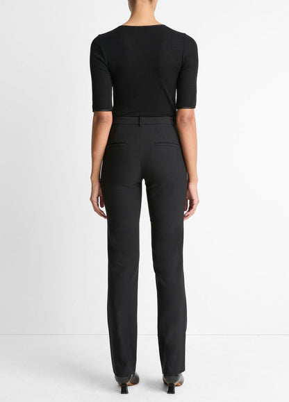 VINCE Women Cotton-Blend Slim Cigarette Pant in Trousers BLACK