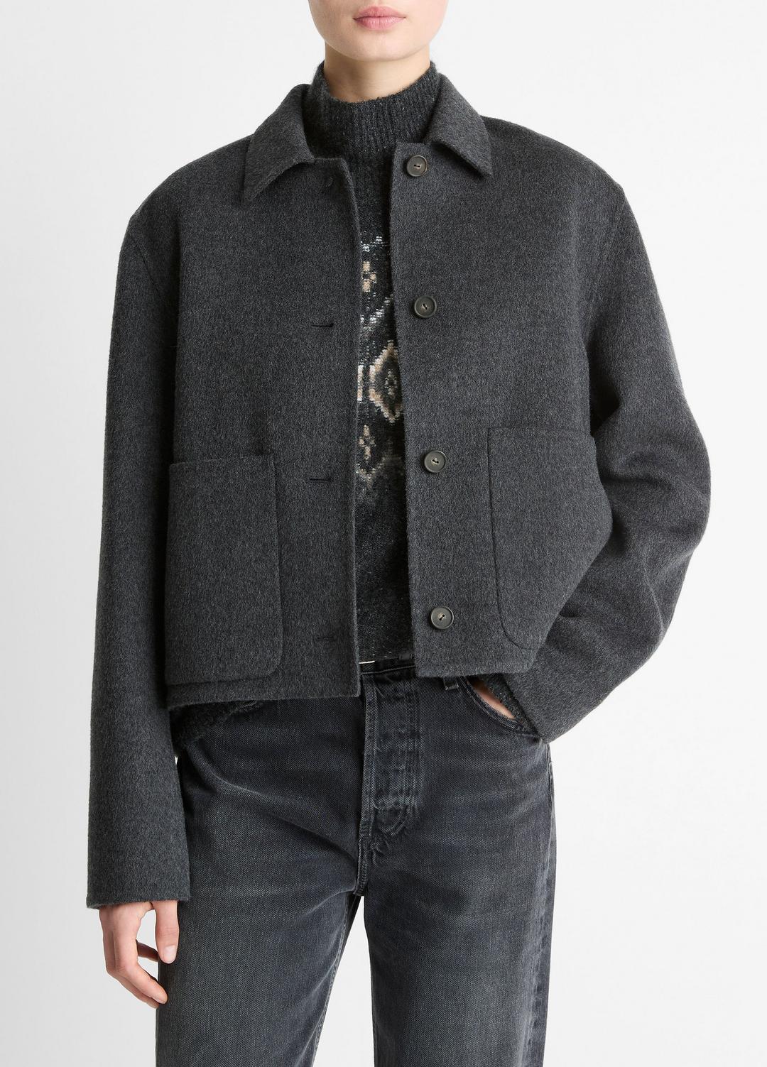 VINCE Women Wool & Cashmere-Blend Short Jacket in Jackets CHARCOAL