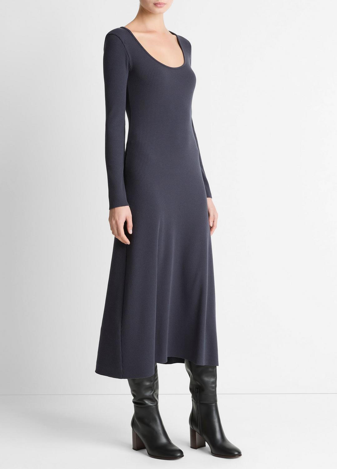 VINCE Women Ribbed Cotton-Blend Scoop-Neck Dress in Dresses NIGHT MARINE