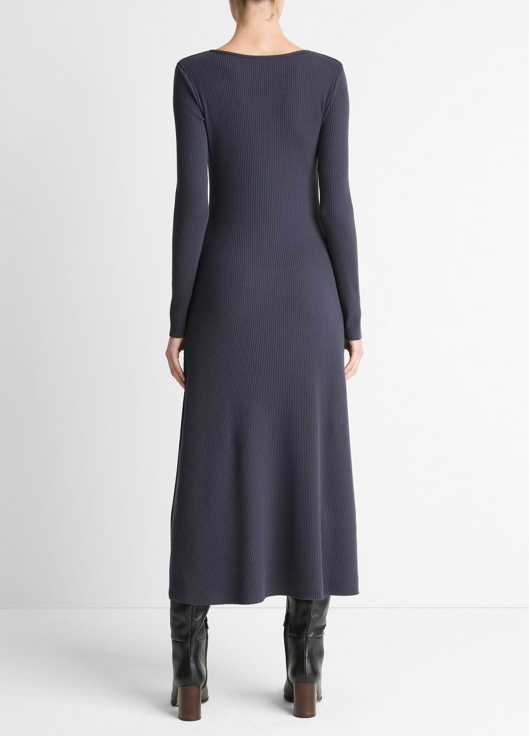 VINCE Women Ribbed Cotton-Blend Scoop-Neck Dress in Dresses NIGHT MARINE