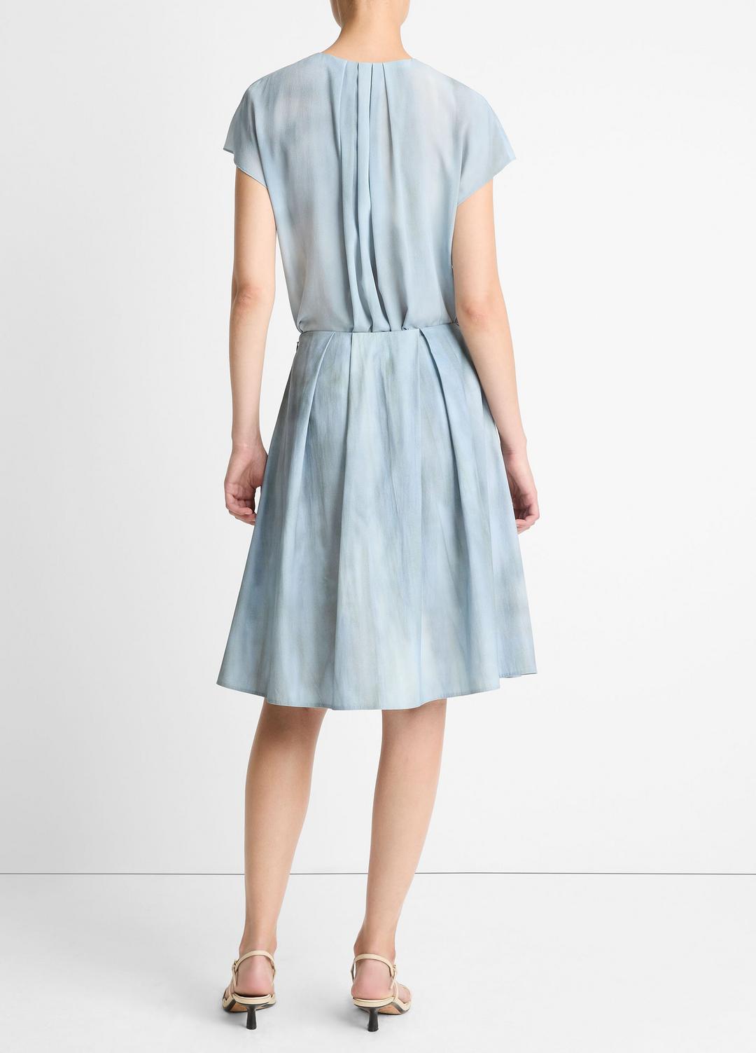 VINCE Women Washed Ombré Cotton Pleated Knee Skirt in Skirts AZURA WASH