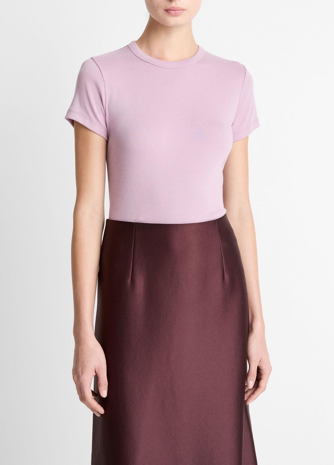 VINCE Women Pima Cotton-Blend '90s Shrunken T-Shirt in Short Sleeve AMETHYST