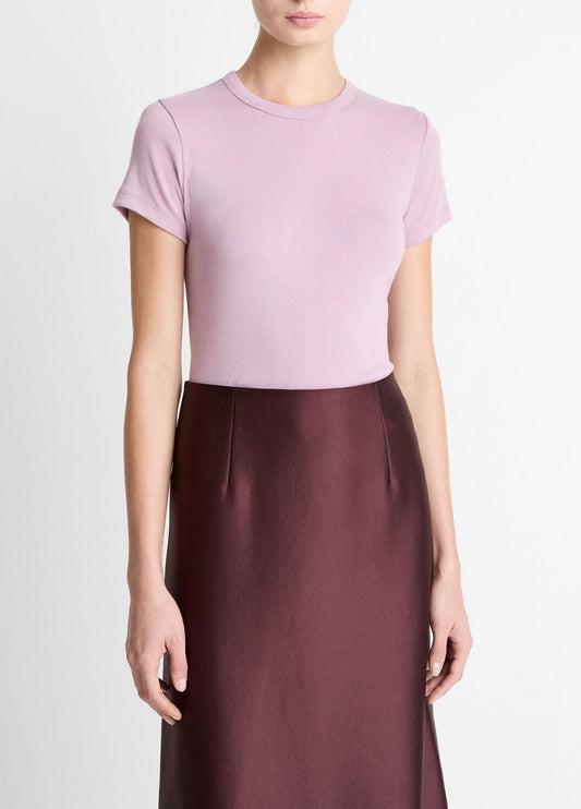 VINCE Women Pima Cotton-Blend '90s Shrunken T-Shirt in Short Sleeve AMETHYST