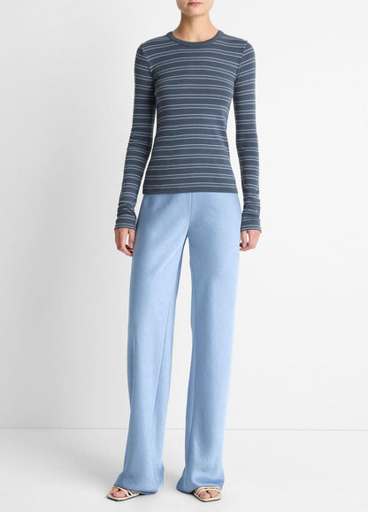 VINCE Women Striped Pima Cotton-Blend Long-Sleeve T-Shirt in Long Sleeve AZURA COMBO