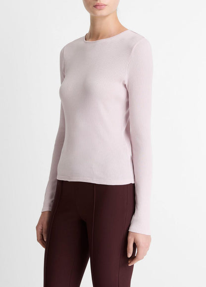 VINCE Women Ribbed Pima Cotton Long-Sleeve T-Shirt in Long Sleeve IRIS QUARTZ