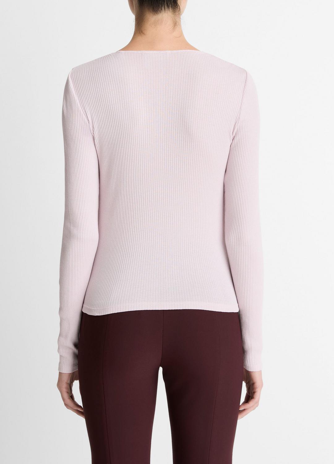 VINCE Women Ribbed Pima Cotton Long-Sleeve T-Shirt in Long Sleeve IRIS QUARTZ