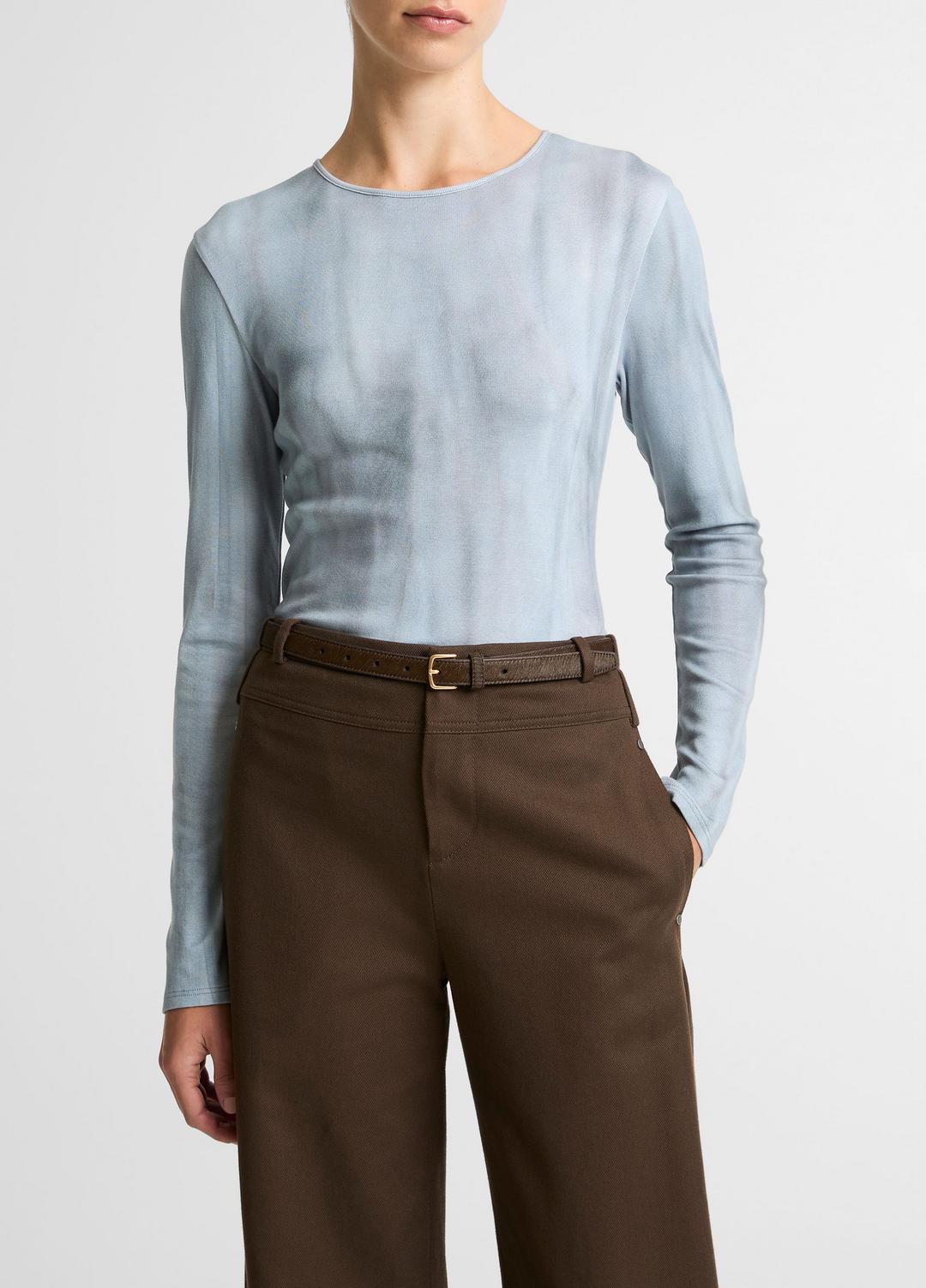 VINCE Women Washed Ombré Pima Cotton-Blend Long-Sleeve T-Shirt in Long Sleeve AZURA WASH