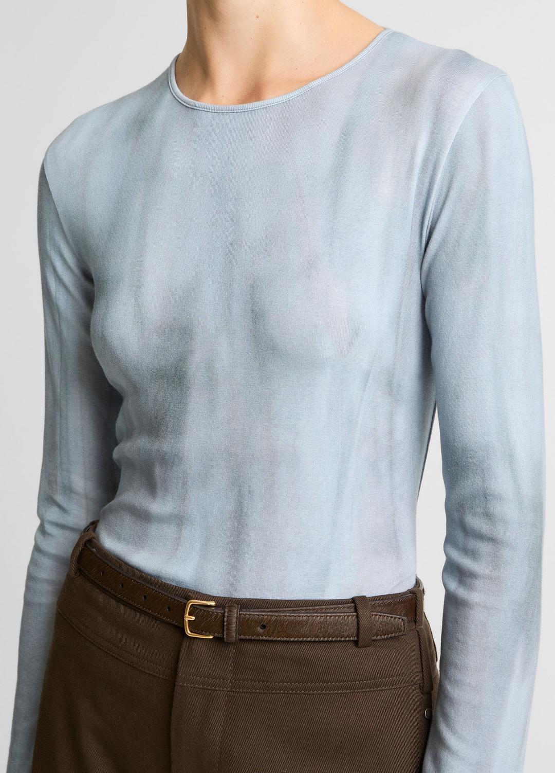 VINCE Women Washed Ombré Pima Cotton-Blend Long-Sleeve T-Shirt in Long Sleeve AZURA WASH