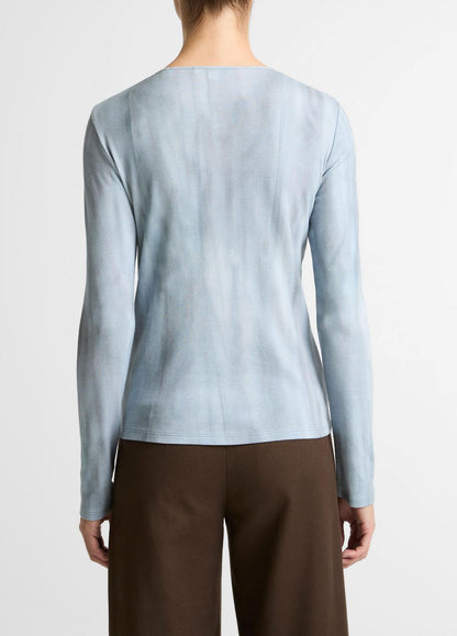 VINCE Women Washed Ombré Pima Cotton-Blend Long-Sleeve T-Shirt in Long Sleeve AZURA WASH