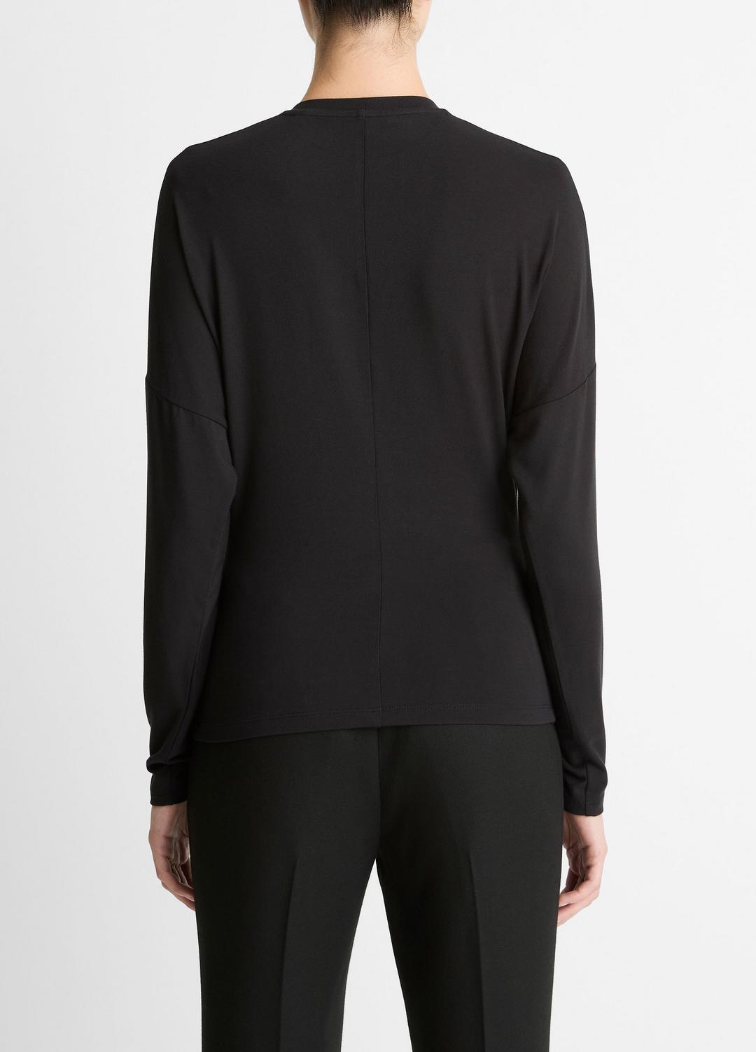 VINCE Women Fixed-Drape Long-Sleeve T-Shirt in Long Sleeve BLACK