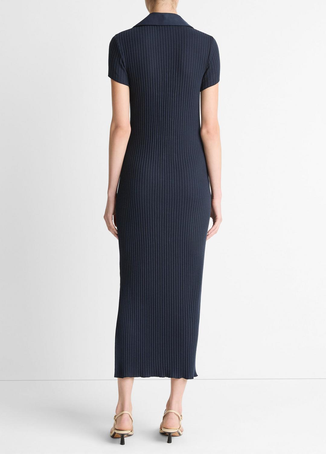 VINCE Women Ribbed Cotton-Blend Polo Dress in Dresses COASTAL BLUE