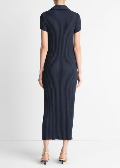 VINCE Women Ribbed Cotton-Blend Polo Dress in Dresses COASTAL BLUE
