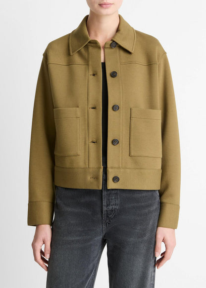 VINCE Women Double-Face Cropped Jacket in Jackets DARK OLIVE STONE