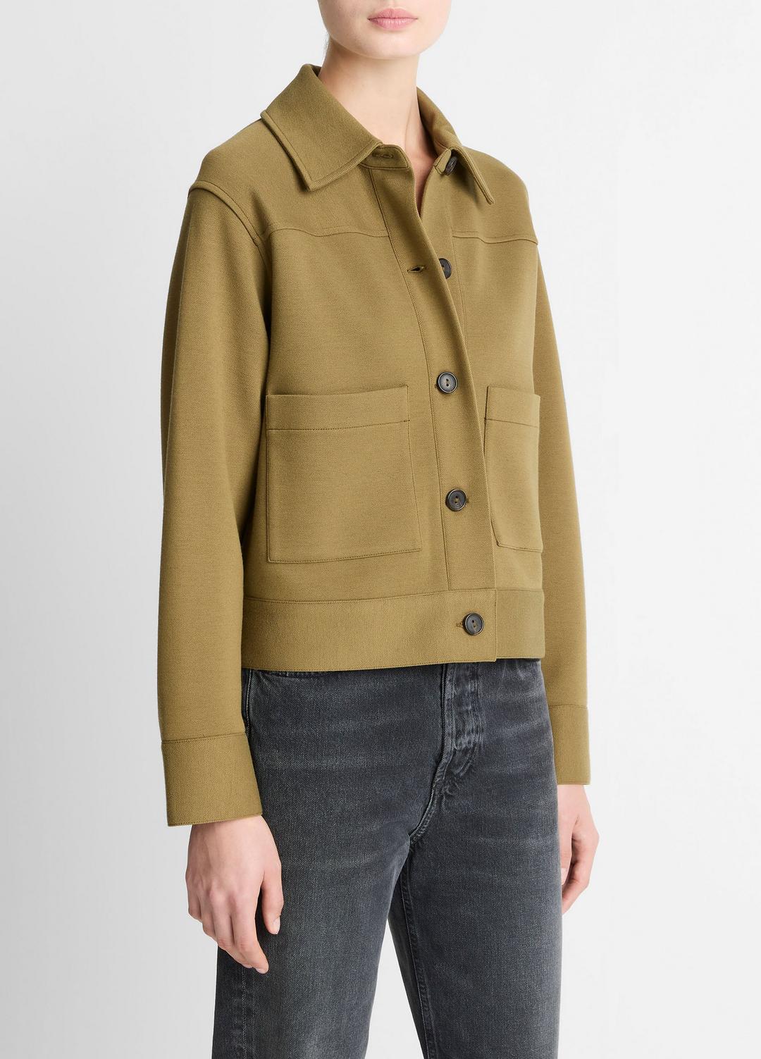 VINCE Women Double-Face Cropped Jacket in Jackets DARK OLIVE STONE