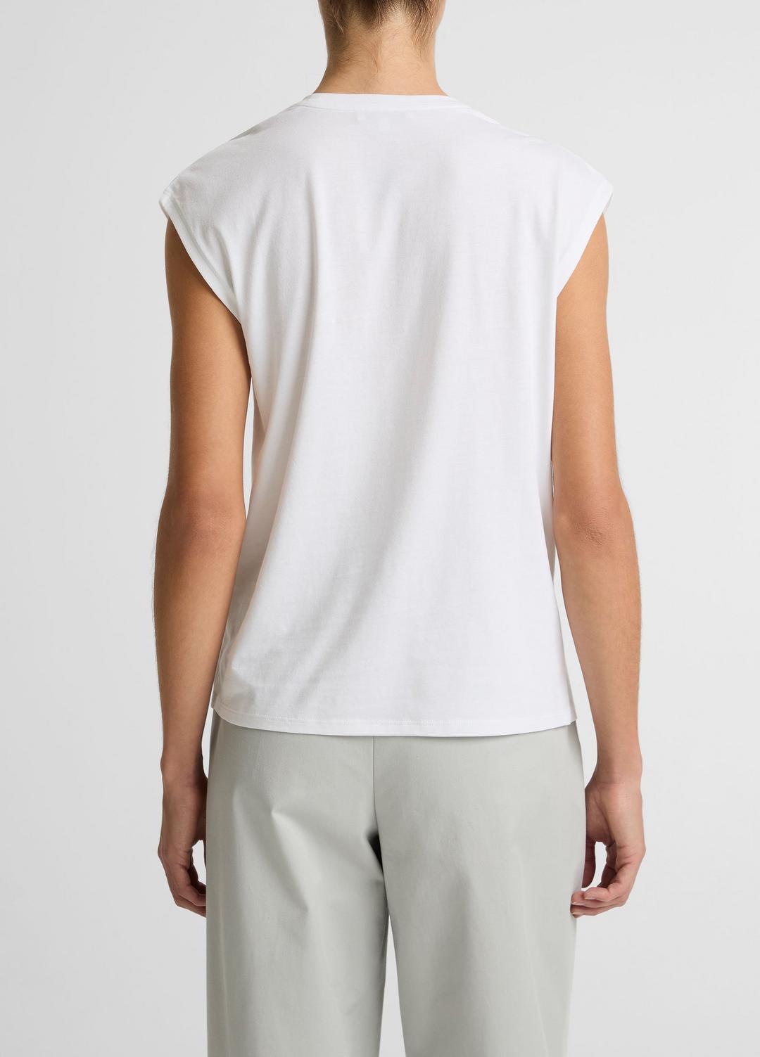 Pima Cotton-Blend Draped Relaxed Top in Tank Tops - OPTIC WHITE | VINCE Women
