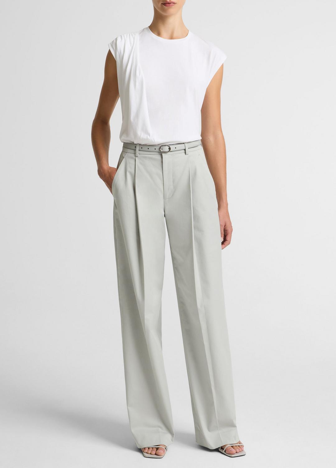 Pima Cotton-Blend Draped Relaxed Top in Tank Tops - OPTIC WHITE | VINCE Women