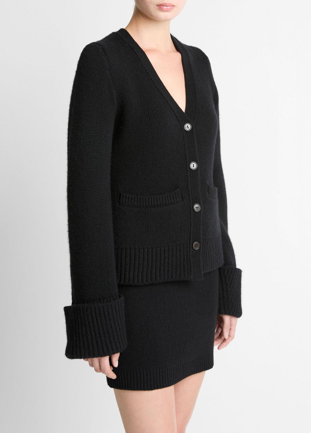 VINCE Women Double-Face Wool & Cashmere-Blend Cardigan in Cardigans BLACK