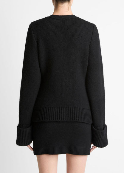 VINCE Women Double-Face Wool & Cashmere-Blend Cardigan in Cardigans BLACK
