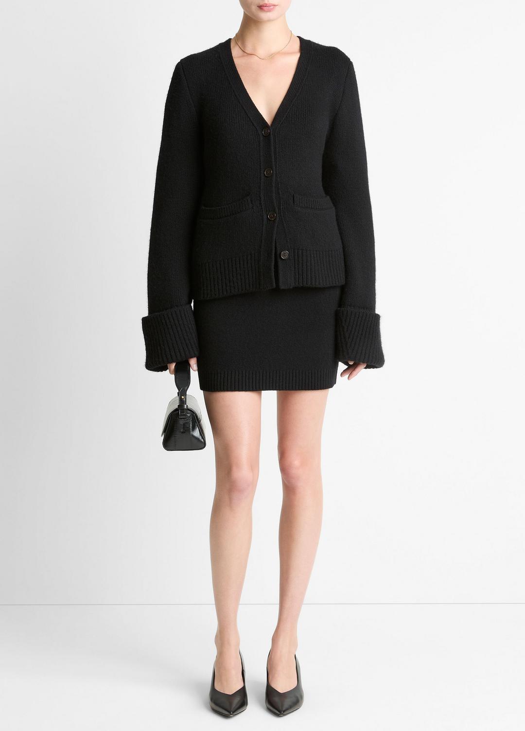 VINCE Women Double-Face Wool & Cashmere-Blend Cardigan in Cardigans BLACK