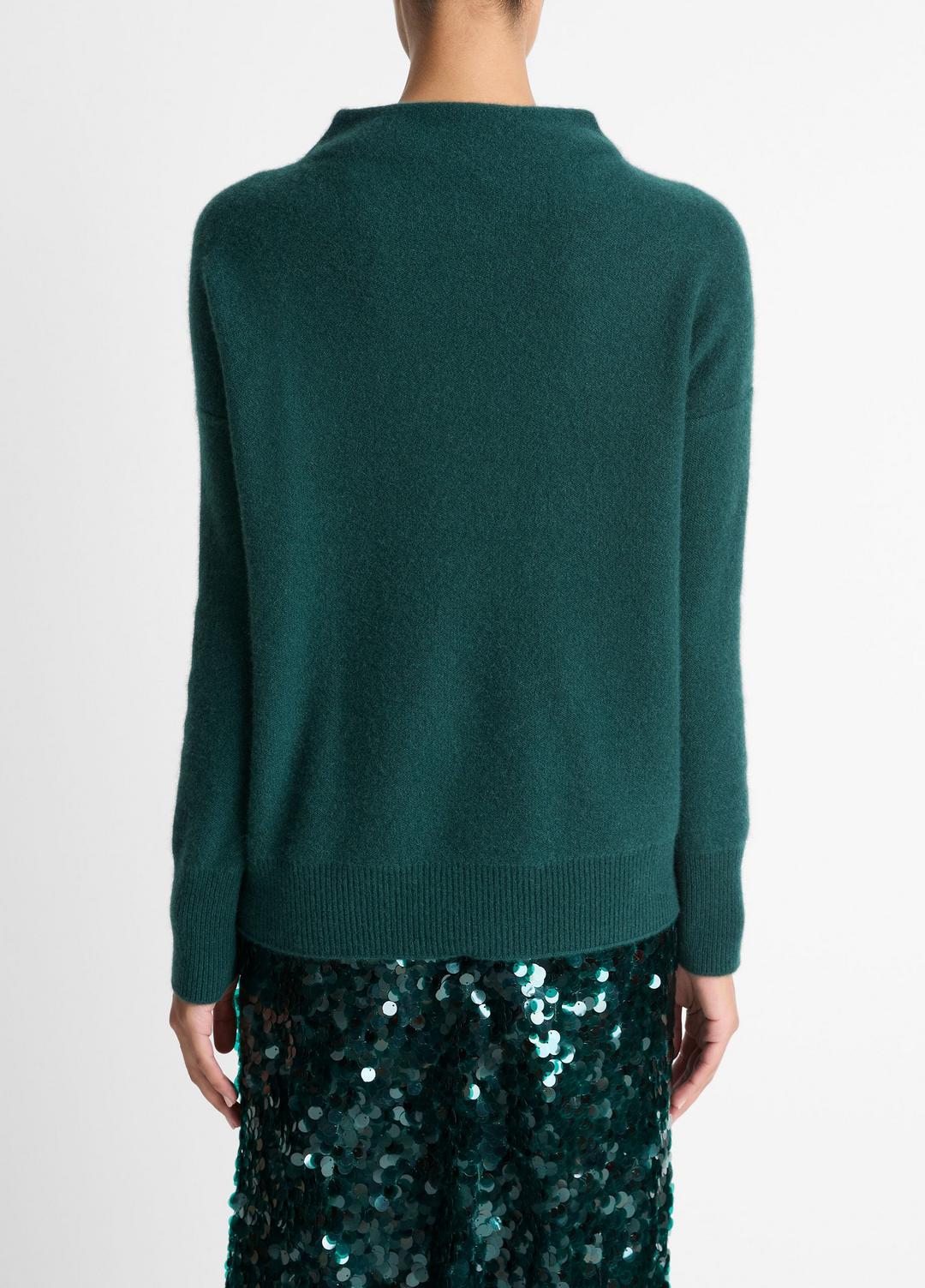 VINCE Women Plush Cashmere Funnel-Neck Sweater in Turtleneck JUNIPER
