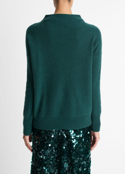 VINCE Women Plush Cashmere Funnel-Neck Sweater in Turtleneck JUNIPER