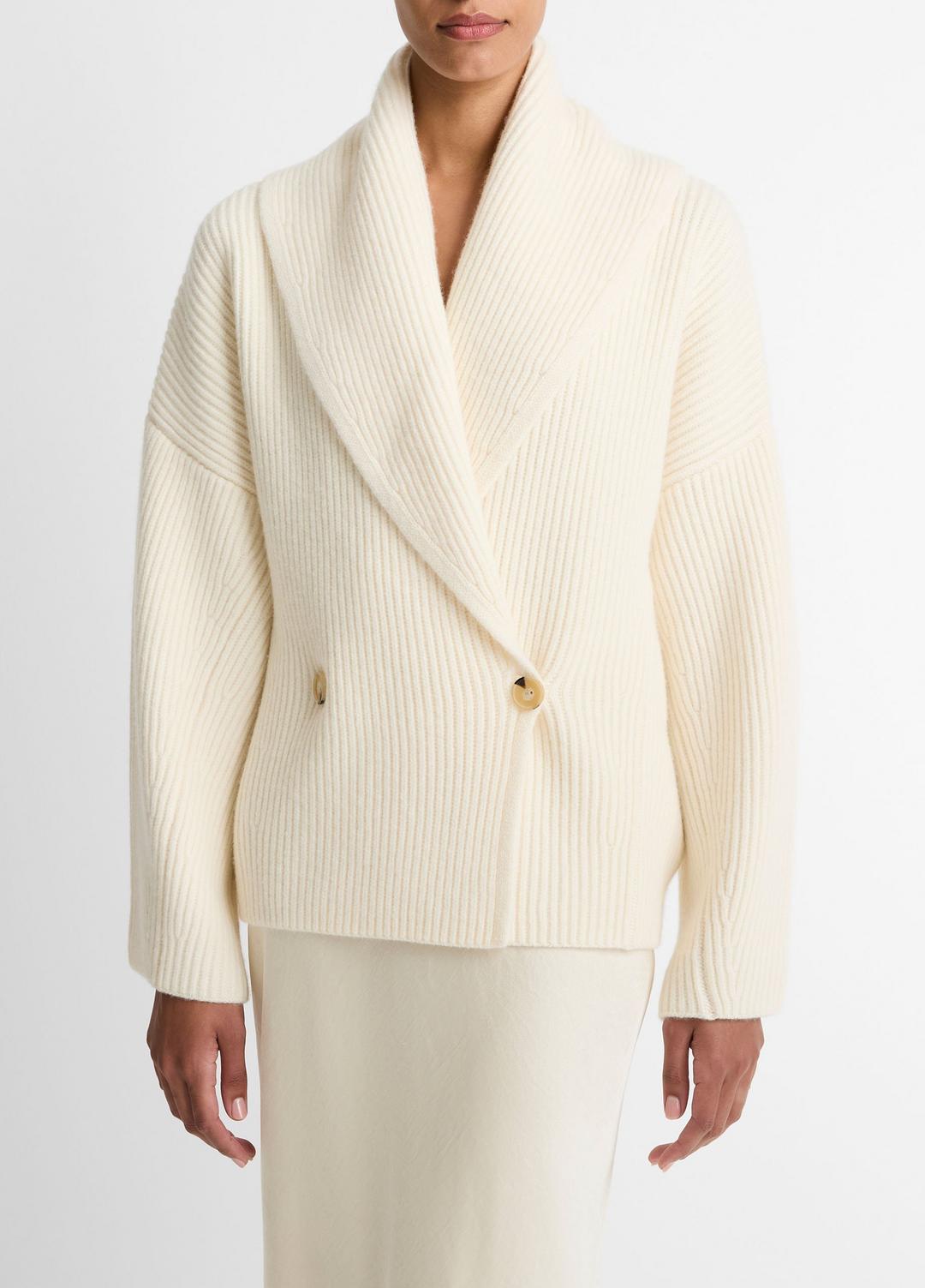 VINCE Women Wool-Blend Draped Sweater Coat in Sweaters OFF WHITE