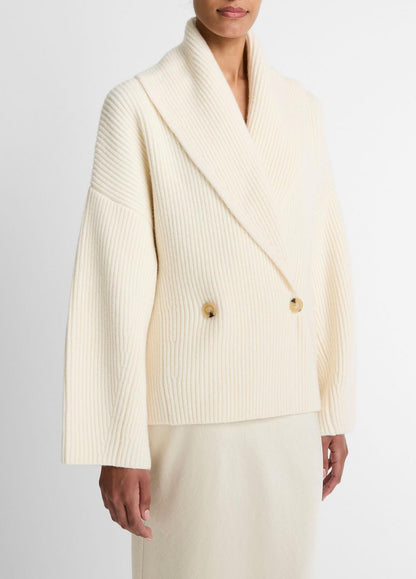 VINCE Women Wool-Blend Draped Sweater Coat in Sweaters OFF WHITE