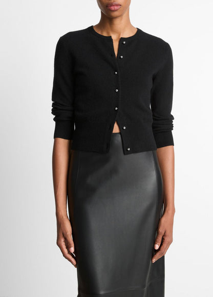 VINCE Women Metal-Button Wool & Cashmere-Blend Cardigan in Cardigans BLACK
