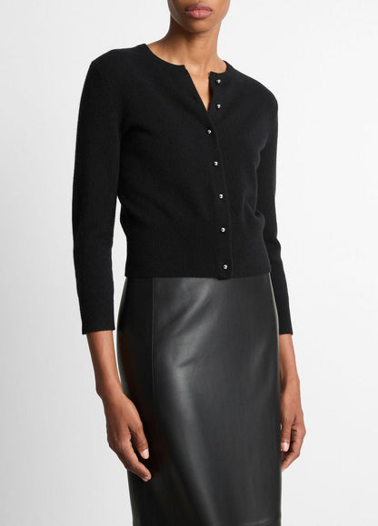 VINCE Women Metal-Button Wool & Cashmere-Blend Cardigan in Cardigans BLACK