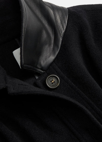 VINCE Women Leather-Trim Wool Cape in Accessories BLACK