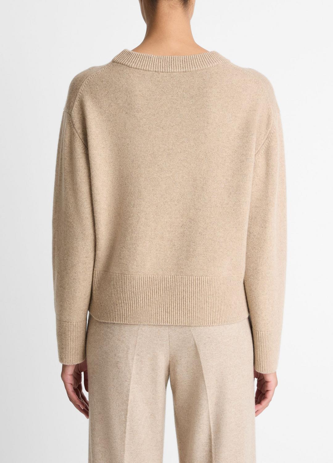 VINCE Women Wool-Cashmere V-Neck Sweater in V-Neck HEATHER MARZIPAN