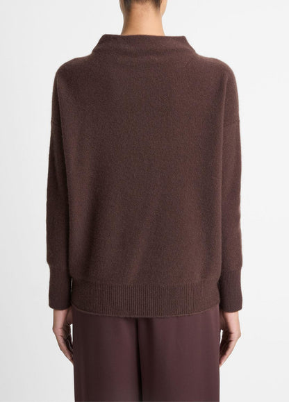 VINCE Women Plush Cashmere Funnel-Neck Sweater in Turtleneck TRUFFLE