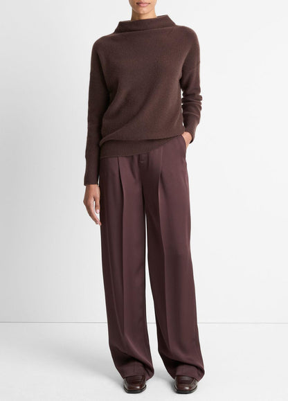 VINCE Women Plush Cashmere Funnel-Neck Sweater in Turtleneck TRUFFLE