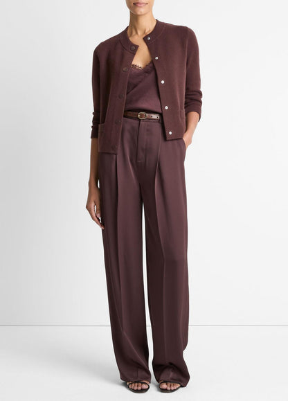 VINCE Women Wool-Blend Shrunken Snap Cardigan in Cardigans FIG