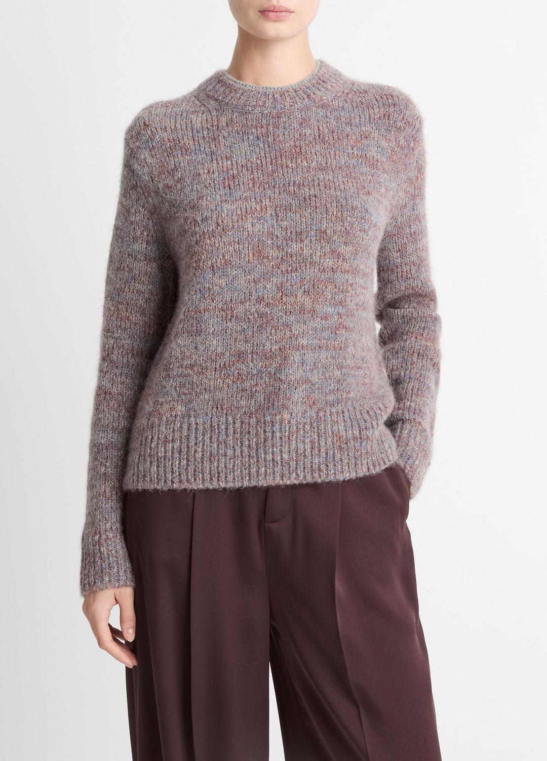 VINCE Women Marled Crew Neck Sweater in Crew Neck COGNAC COMBO