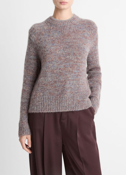 VINCE Women Marled Crew Neck Sweater in Crew Neck COGNAC COMBO
