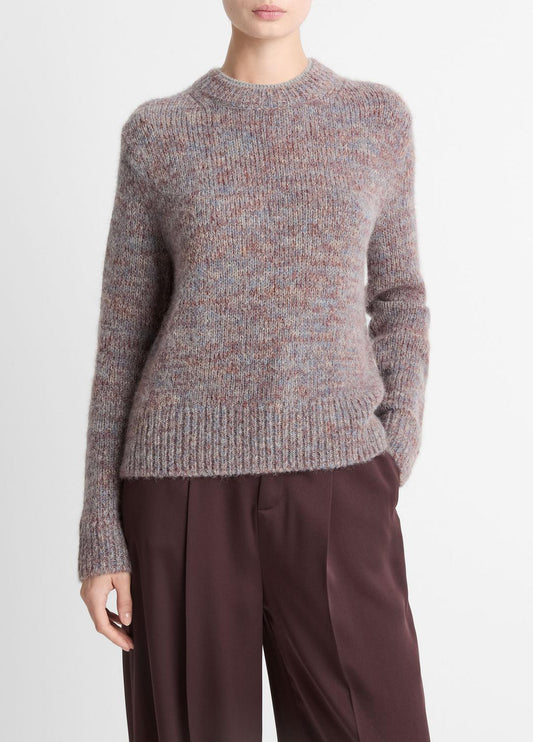 VINCE Women Marled Crew Neck Sweater in Crew Neck COGNAC COMBO