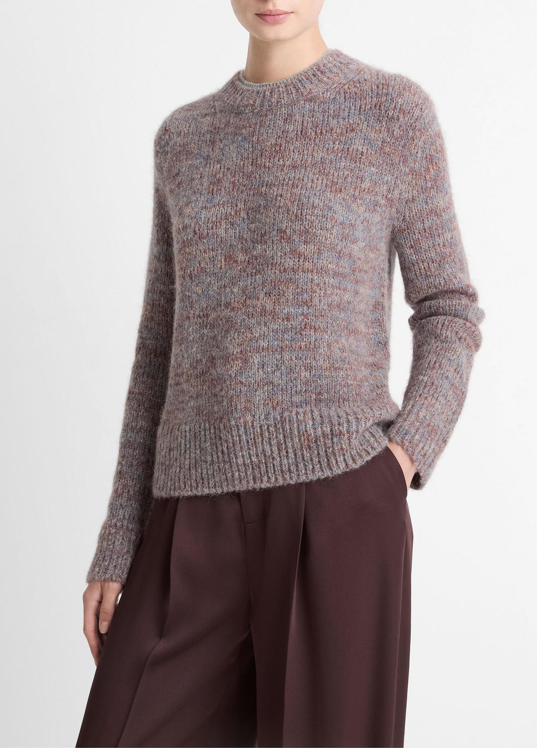 VINCE Women Marled Crew Neck Sweater in Crew Neck COGNAC COMBO