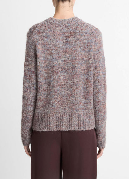 VINCE Women Marled Crew Neck Sweater in Crew Neck COGNAC COMBO