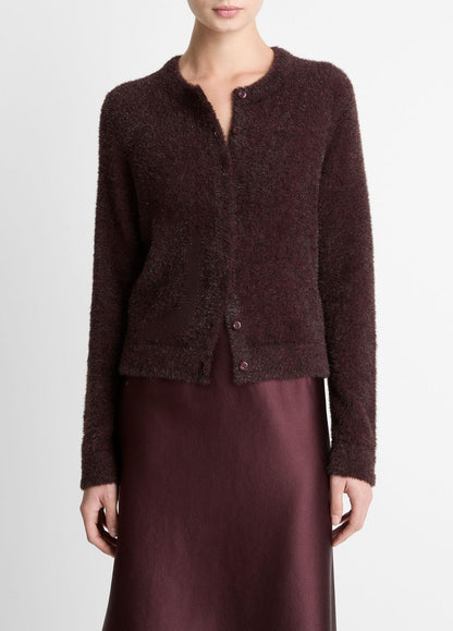 VINCE Women Metallic Eyelash Cardigan in Cardigans OXBLOOD