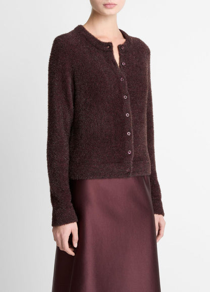VINCE Women Metallic Eyelash Cardigan in Cardigans OXBLOOD
