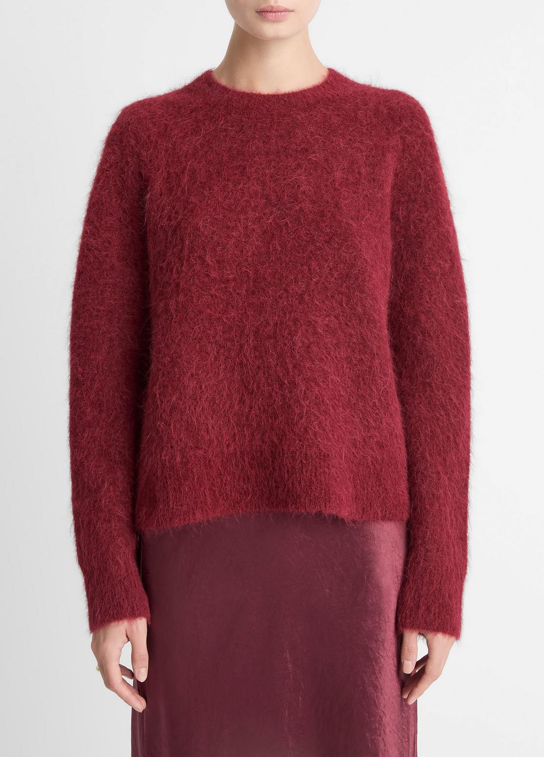 VINCE Women Brushed Alpaca-Blend Crew Neck Sweater in Crew Neck ROSE WINE